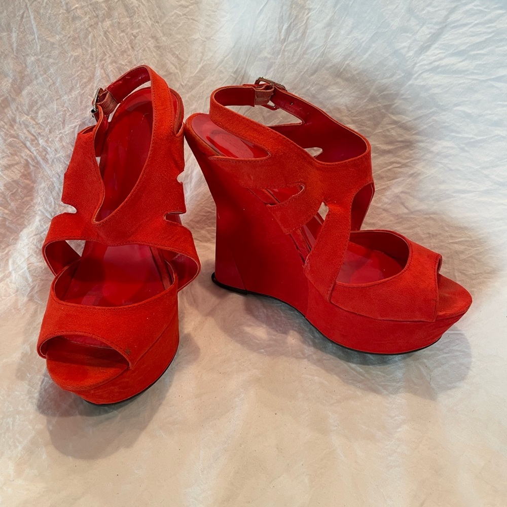 Charlotte Russe Bold Red Wedge Sandals